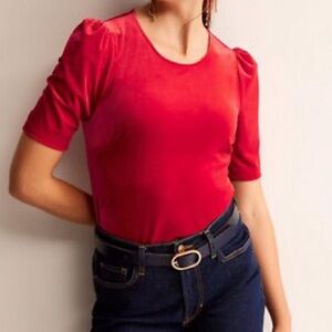 BODEN Velvet Party T-Shirt Red